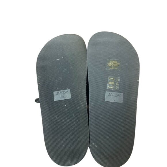 J Crew Leather Sandal 10 Black Metal Buckle Slip On Preppy Neutral Colbie Resort - Picture 7 of 10